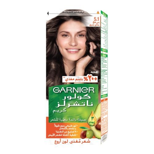 غارنييه صبغه شعر طبيعيه 5 1 بني رمادي فاتح