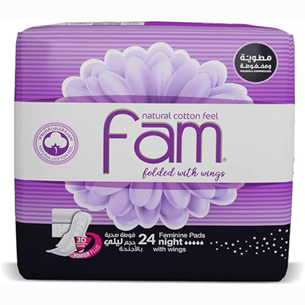 فام فوط صحية مع اجنحه 24 فوطه ليلي