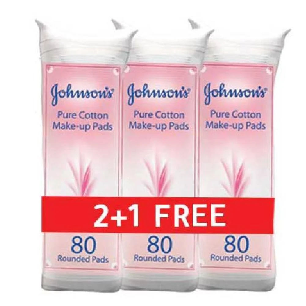 جونسون قطن شرائح دائري 80 قطعة نقيه 2+1 مجانا